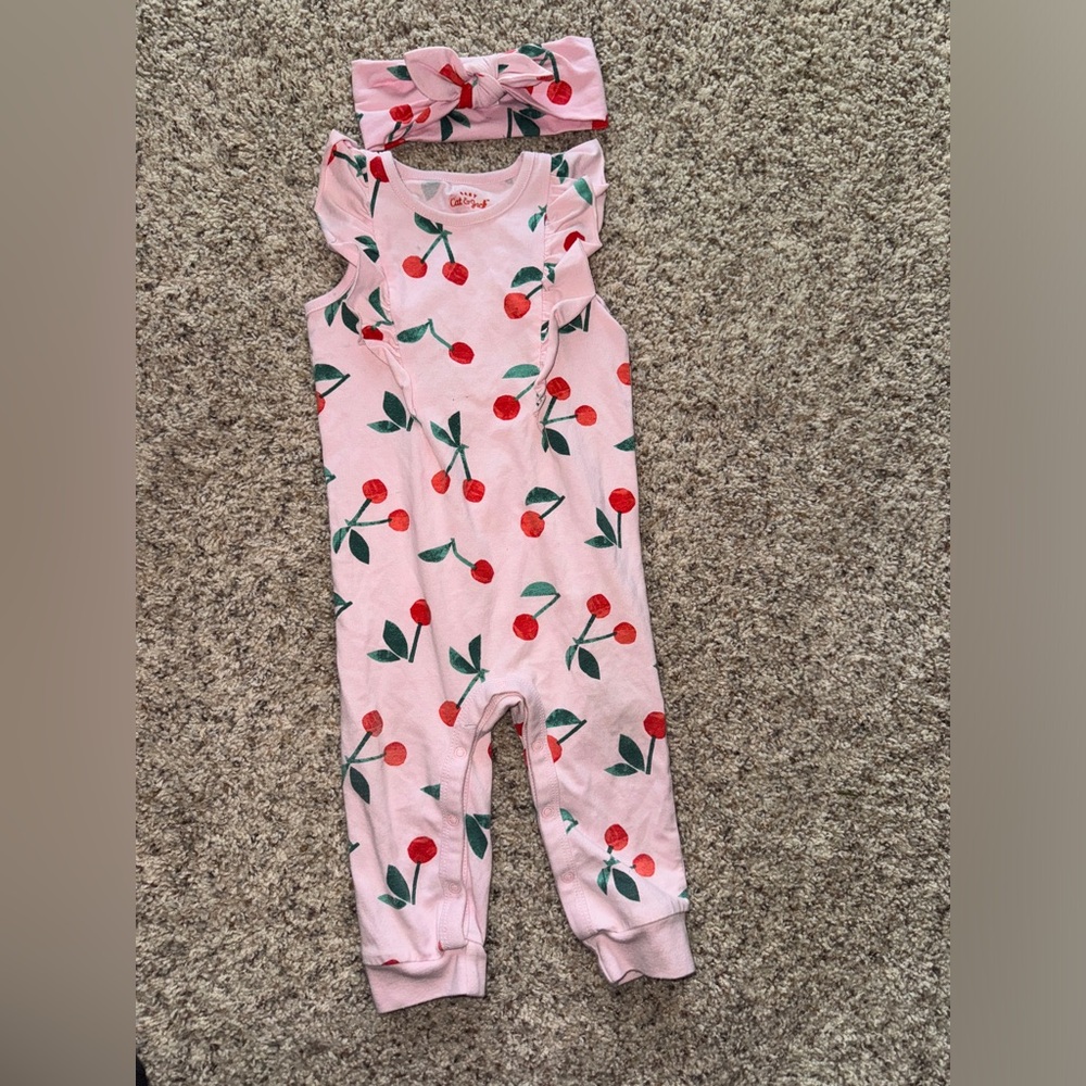 Cat & Jack 12M Cherry Romper and Bow